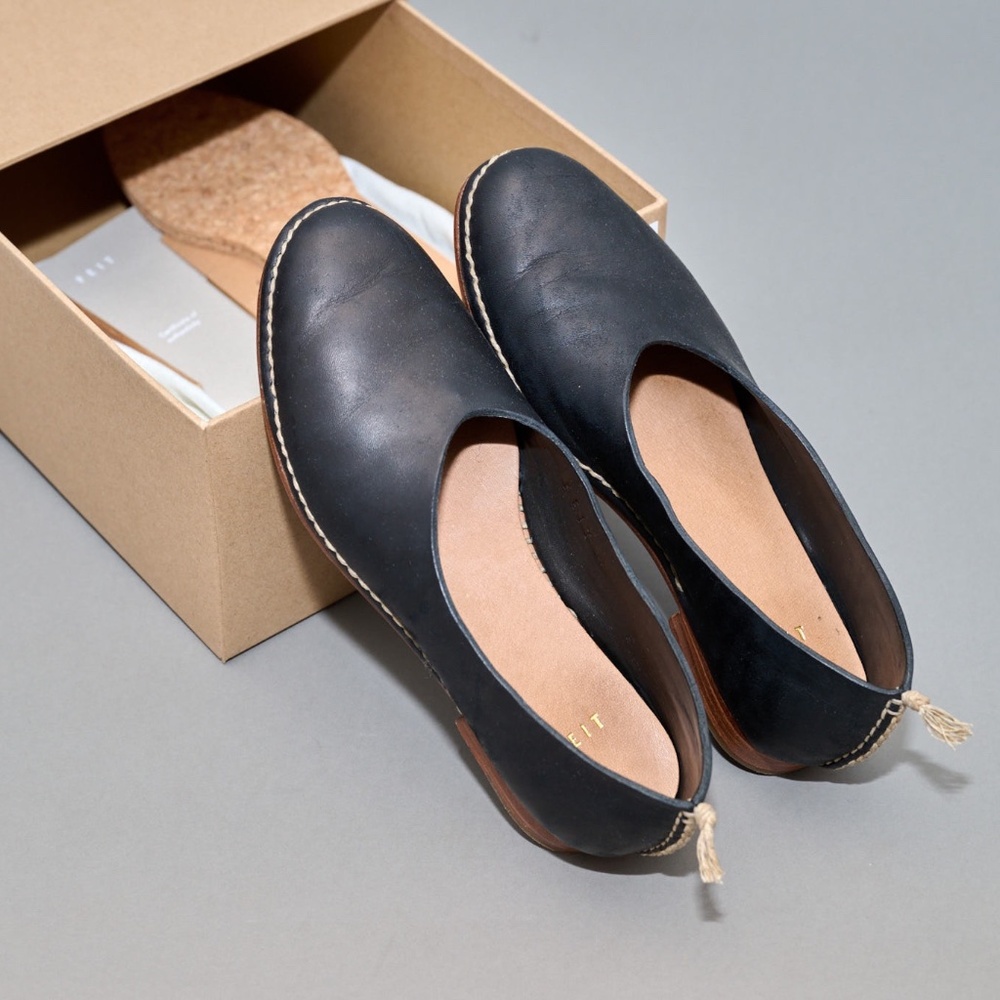 Feit Leather Flats Size 7 Shoes - Ceremonial Ballet -  Black